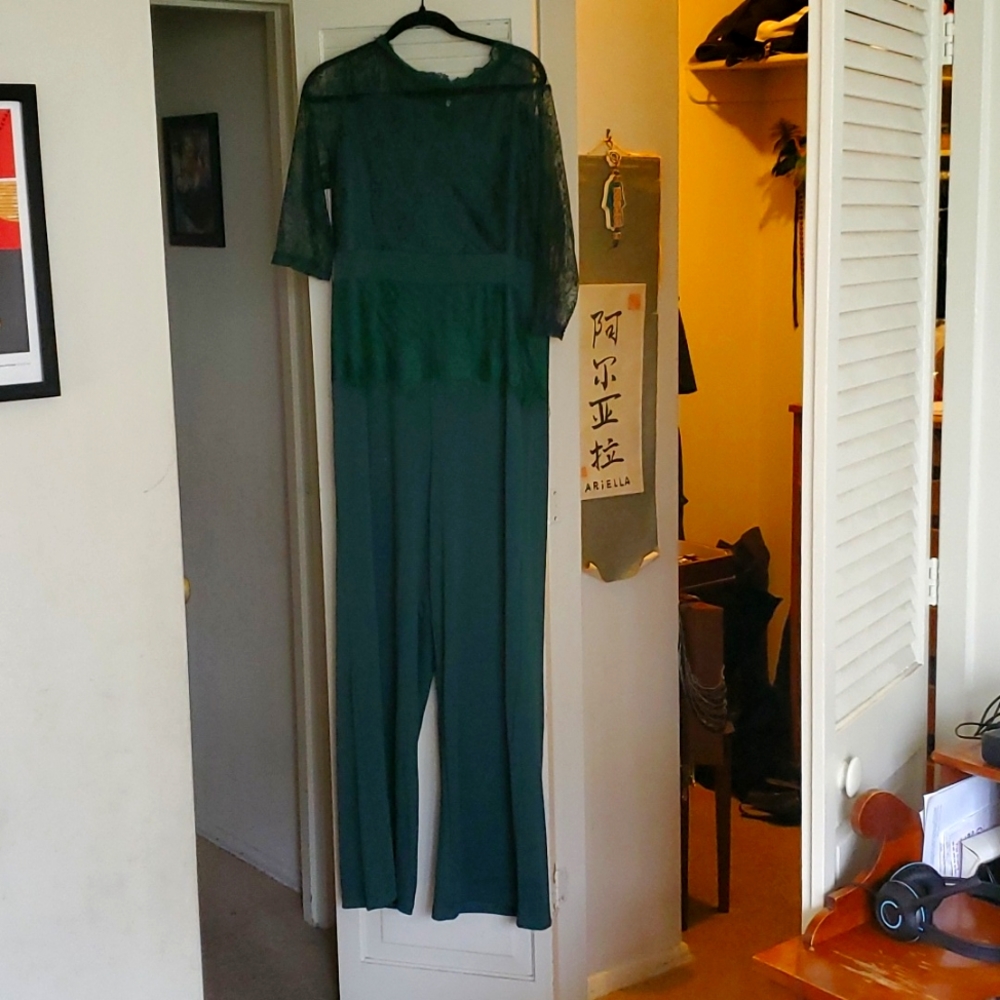 Forest green elegant pantsuit, 2XL